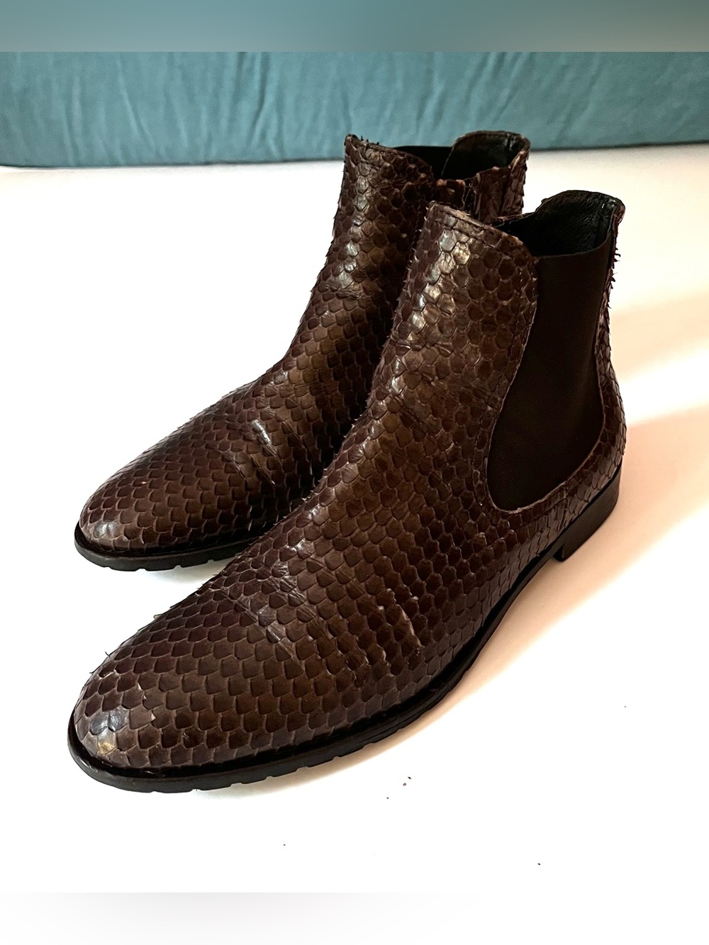 Summit by White Mountain Brown Snake Python Leather Chelsea Boots EU 40 US 9